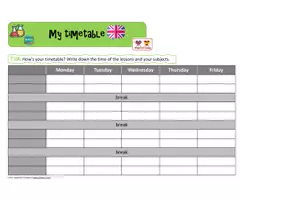 Vorschau - Arbeitsblätter - School subjects - My timetable - Stundenplan aufschreiben - Seite 1