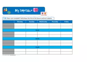 Vorschau - Arbeitsblätter - School subjects - My timetable - Stundenplan aufschreiben - Deckblatt