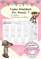 Vorschau - Arbeitsblätter - Freebie - Englisch - zoo animals 1 (Zootiere 1) - Arbeitsblatt - Deckblatt