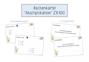 Vorschau - Aufgabenkarten - Rechenkartei "Multiplikation" ZR 100 - Seite 1