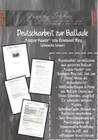 Vorschau - Klassenarbeiten - Deutscharbeit zur Ballade "Kaspar Hauser" für schwache Lerner! - Deckblatt