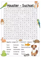 Vorschau - Arbeitsblätter - Haustier - Suchsel/Buchstabengitter - Deckblatt