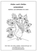 Vorschau - Arbeitsblätter - Malen nach Zahlen - Addition und Subtraktion bis 1000 - Pfau - Deckblatt