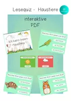Vorschau - Spiele - Bundle 3 x interaktives Lesequiz Wörter & Sätze HAUSTIERE interaktives Pdf - Deckblatt