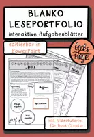 Vorschau - Arbeitsblätter - Blanko Leseportfolio (interaktive Arbeitsblätter) *editierbar* - Deckblatt