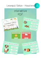 Vorschau - Spiele - interaktives Lesequiz Sätze HAUSTIERE interaktives Pdf - Deckblatt