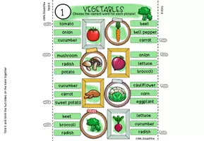 Vorschau - Spiele - Vegetables | Klammerkarten-Set | Wortschatzübungen Englisch Klasse 5–6 - Seite 1