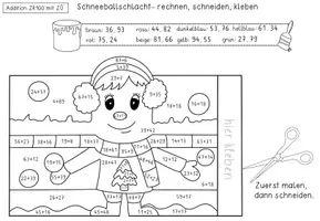 Vorschau - Arbeitsblätter - Rechnen, Malen, Basteln - Winter Aufsteller für die 2. Klasse Mathe im Zahlenraum 100 - Seite 1