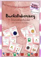Vorschau - Stationenlernen - Buchstabenweg Stationsschilder - Deckblatt