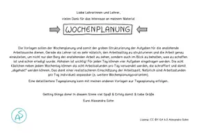 Vorschau - Lehrpläne/Lehrermaterial - Wochenplanung - Strukturiere deine Arbeitswoche! - Deckblatt