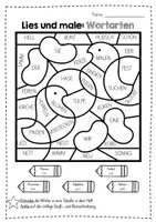 Vorschau - Arbeitsblätter - Lesen und malen zu Ostern - Wortarten - Lesemalblatt - Seite 1