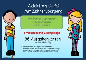 Vorschau - Unterrichtsreihen - 96 Aufgabenkarten zur Addition mit ZÜ 0-20, 3 Lösungswege - Seite 1