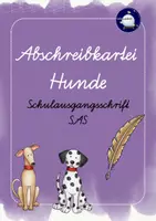 Vorschau - Aufgabenkarten - Abschreibkartei Schreibschrift SAS Hunde - Deckblatt