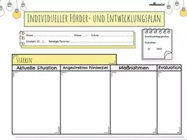 Vorschau - Fördermaterial/Inklusion - Individueller Förderplan Entwicklungsplan Maßnahme Inklusion #edukilights22 - Deckblatt
