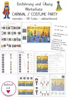 Vorschau - Arbeitsblätter - Einführung / Übung - Carnival Costume Party - Distanzunterricht / QR Codes - 3./4. Klasse - Deckblatt