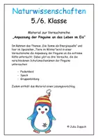 Vorschau - Arbeitsblätter - Naturwissenschaften - Pinguine im Eis, eine Versuchsreihe - Deckblatt
