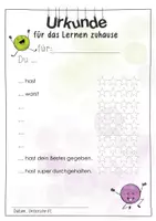 Vorschau - Anderer Materialtyp - Homeschooling: Urkunde für das Lernen zuhause (editierbar) - Deckblatt