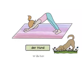Vorschau - Mal- und Bastelvorlagen - Yoga Hund Ausmalbild - Deckblatt