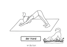 Vorschau - Mal- und Bastelvorlagen - Yoga Hund Ausmalbild - Seite 1
