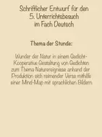 Vorschau - Stundenentwürfe - Schriftlicher Unterrichtsentwurf - Gestaltung von Gedichten - Deckblatt