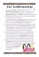Vorschau - Arbeitsblätter - Weltfrauentag Internationaler Frauentag am 08. März - Seite 1