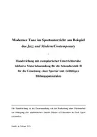 Vorschau - Stundenentwürfe - Handreichung moderner Tanz (Jazz und Modern/Contemporary) - Deckblatt