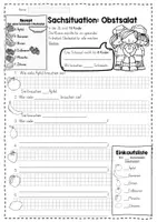 Vorschau - Arbeitsblätter - Sachaufgaben Einmaleins „Obstsalat“ – Arbeitsblätter Mathe Grundschule (Klasse 2–3, Textaufgaben & Problemlösen) - Seite 1