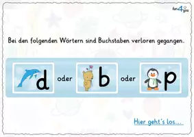 Vorschau - Interaktives Material - b, d oder p? - Interaktives PDF für Leseanfänger - Seite 1