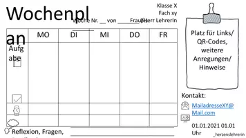 Vorschau - Arbeitsblätter - Vorlage Wochenplan - Homeschooling - Seite 1