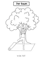 Vorschau - Mal- und Bastelvorlagen - Yoga Baum Ausmalbild - Seite 1