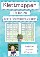 Vorschau - Arbeitsblätter - Klettmappe - Addition ZR bis 20 - Zwerg und Riesenaufgaben zuordnen - Deckblatt