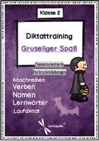 Vorschau - Arbeitsblätter - Für Diktate üben - Gruseliger Spaß - Klasse 2 Halloween Deutsch Grundschule - Deckblatt