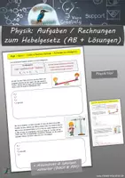 Vorschau - Arbeitsblätter - Physik: Aufgaben / Rechnungen zum Hebelgesetz (AB + Lösungen) - Deckblatt