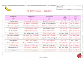 Vorschau - Arbeitsblätter - TO DO Worksheet Question Negation Statements Present Simple - Seite 1