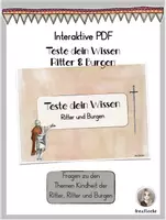 Vorschau - Präsentationen/Tafelbilder - Teste dein Wissen Ritter & Burgen * Interaktive PDF * - Deckblatt