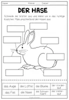 Vorschau - Arbeitsblätter - OSTERN: Der Hase - Körperteile zuordnen - Seite 1