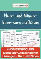 Vorschau - Arbeitsblätter - Klammern auflösen • Plus-/Minusklammern • Arbeitsblatt mit Übungen • QR zu Lösungen und Quiz - Deckblatt
