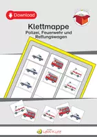 Vorschau - Fördermaterial/Inklusion - Klettmappe: Polizei, Feuerwehr und Rettungswagen - Deckblatt