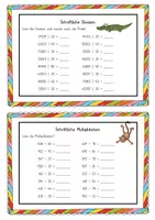 Vorschau - Arbeitsblätter - Übungskartei 4. Klasse - Grundrechnungsarten, Überschlag, Nullervorteil, Zahlenfolgen, Bruchteile, Umfang, Gewichte, Geld - Seite 3