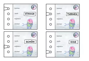 Vorschau - Aufgabenkarten - Karten für den Lochkasten- Wortarten üben - Seite 3