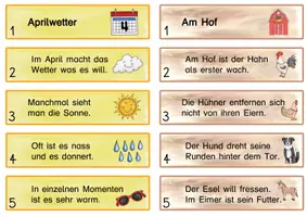 Vorschau - Aufgabenkarten - Satzstreifen für die erste Klasse (z.B. für Schleich- oder Dosendiktate) - Seite 2