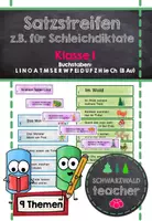 Vorschau - Aufgabenkarten - Satzstreifen für die erste Klasse (z.B. für Schleich- oder Dosendiktate) - Deckblatt