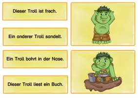 Vorschau - Aufgabenkarten - Karten zum Lesen und Zuordnen für Klasse 1 - Seite 1