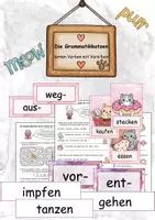 Vorschau - Arbeitsblätter - Verben und ihre Vorsilben, Tafelmaterial, Stationsarbeit, #edukisummer Arbeitsblätter, Grammatikkatzen - Deckblatt