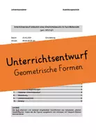 Vorschau - Stundenentwürfe - Unterrichtsentwurf - Raum und Form: Geometrische Formen - Mathematik Klasse 1 - Deckblatt