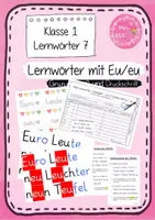 Vorschau - Arbeitsblätter - Lernwörter 07 - Eu und eu - Grundschrift und Druckschrift (Frohes Lernen) - Deckblatt
