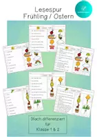 Vorschau - Arbeitsblätter - Bundle - 5 x Mini Lesespur Tiere / Haustiere / Hund / Katze / Auf dem Bauernhof / Frühling / Ostern - Deckblatt