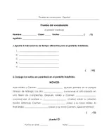 Vorschau - Test - PRUEBA de vocabulario - El pretérito indefinido - Deckblatt