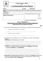 Vorschau - Stundenentwürfe - 8./9. Klasse Chemie 9G Kompetenzraster + Lernkontrolle + Nachschreibearbeit zum Thema: Atome, Moleküle, Salze - Seite 2