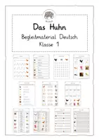 Vorschau - Arbeitsblätter - Das Huhn: 20 Arbeitsblätter mit Fotos Deutsch Klasse 1 mit Lösungen - Deckblatt